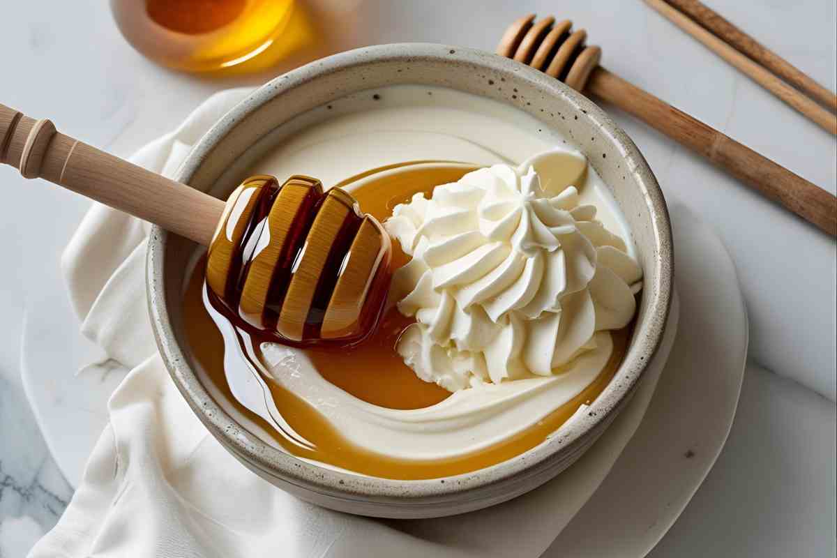 miele e crema prep in una ciotola